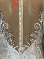 Illusion Long Sleeve Lace Mermaid Wedding Dress with Sheer Back & Scalloped Train SIZE 12