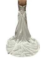 Impression Satin Halter Wedding Dress with Plunging Neckline & Beaded Waist Detail SIZE 12