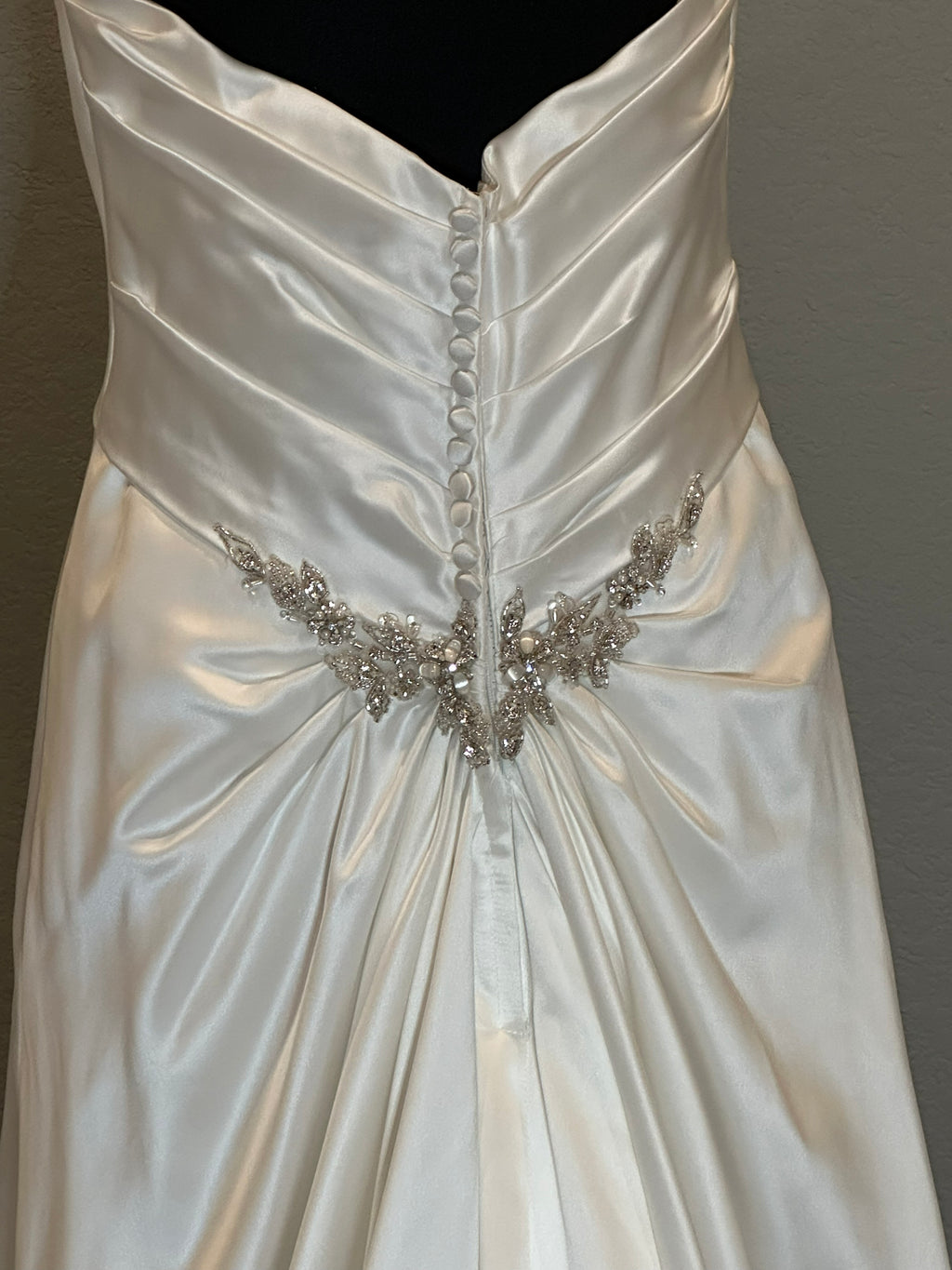 Impression Satin Halter Wedding Dress with Plunging Neckline & Beaded Waist Detail SIZE 12