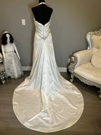 Impression Satin Halter Wedding Dress with Plunging Neckline & Beaded Waist Detail SIZE 12