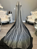 Ivory Cathedral Length Wedding Veil with Blusher & Crystal Detail – Soft Tulle Bridal Veil