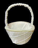 Wilton Ivory Satin Wedding Day Ensemble – Ring Pillow, Flower Girl Basket & Guest Book Set