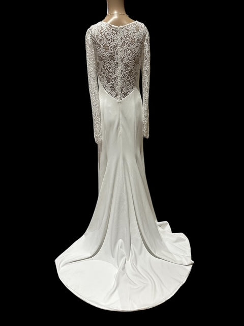Jenny Yoo- Vow'd Fitted Long Sleeve Sheath with Dress with Elegant Lace/ SIZE 4