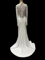 Jenny Yoo- Vow'd Fitted Long Sleeve Sheath with Dress with Elegant Lace/ SIZE 4