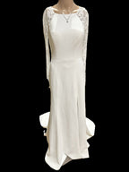 Jenny Yoo- Vow'd Fitted Long Sleeve Sheath with Dress with Elegant Lace/ SIZE 4
