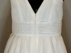 JJ’s House Chiffon High-Low Wedding Dress – V Neck, Open Back, Flowing Skirt- SIZE  16