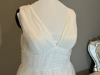 JJ’s House Chiffon High-Low Wedding Dress – V Neck, Open Back, Flowing Skirt- SIZE  16