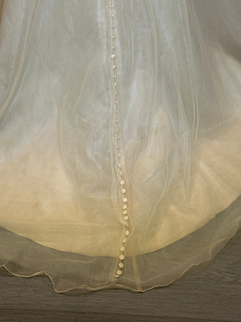 JJ’s House Long Sleeve Lace A-Line Wedding Dress with Illusion Back & Train SIZE 10