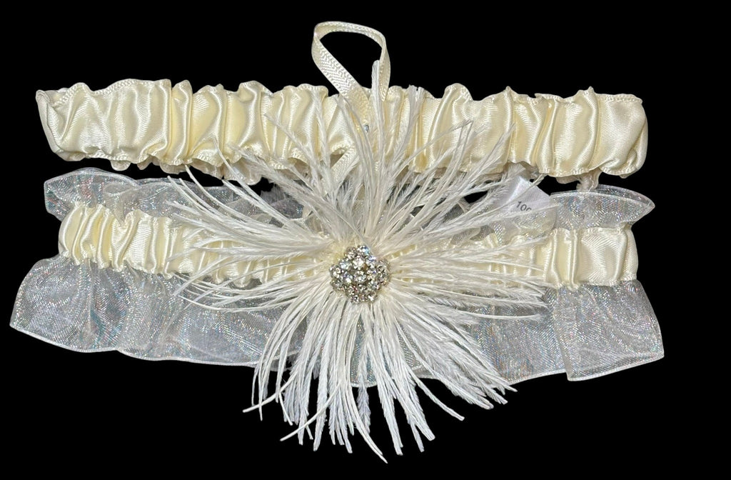 Vintage-Inspired Feather Bridal Garter Set