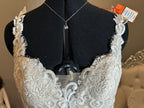 Justin Alexander Romantic Lace A-Line Wedding Dress with Deep V Back | Boho Tulle Bridal Gown SIZE 8