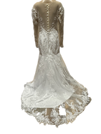 Illusion Long Sleeve Lace Mermaid Wedding Dress with Sheer Back & Scalloped Train SIZE 12