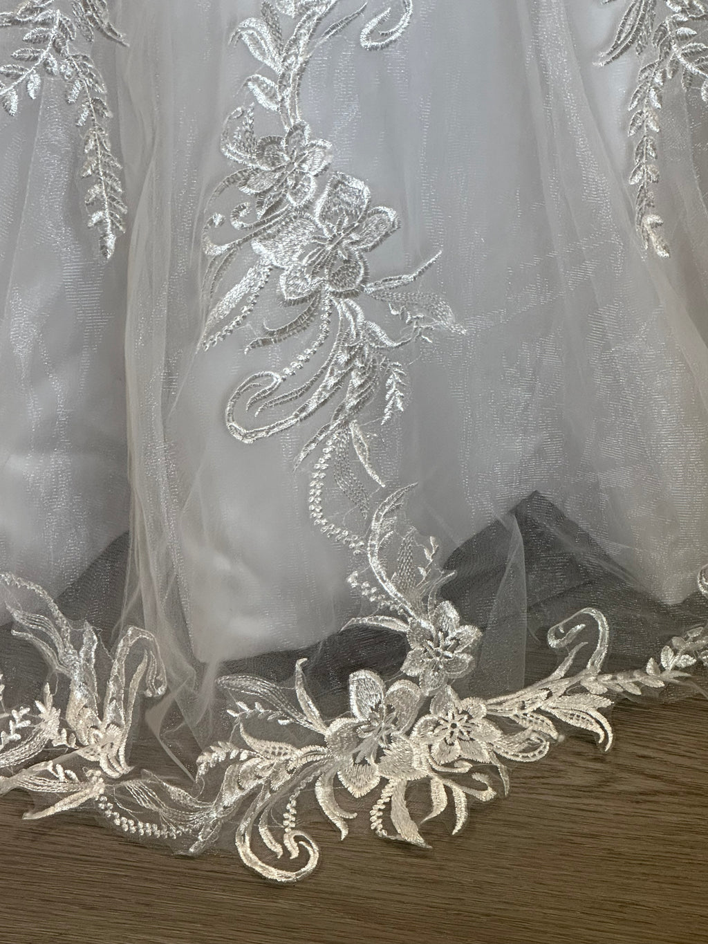 Illusion Long Sleeve Lace Mermaid Wedding Dress with Sheer Back & Scalloped Train SIZE 12
