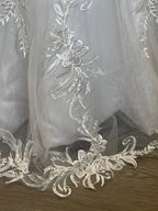 Illusion Long Sleeve Lace Mermaid Wedding Dress with Sheer Back & Scalloped Train SIZE 12