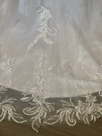 Illusion Long Sleeve Lace Mermaid Wedding Dress with Sheer Back & Scalloped Train SIZE 12