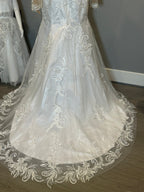 Illusion Long Sleeve Lace Mermaid Wedding Dress with Sheer Back & Scalloped Train SIZE 12