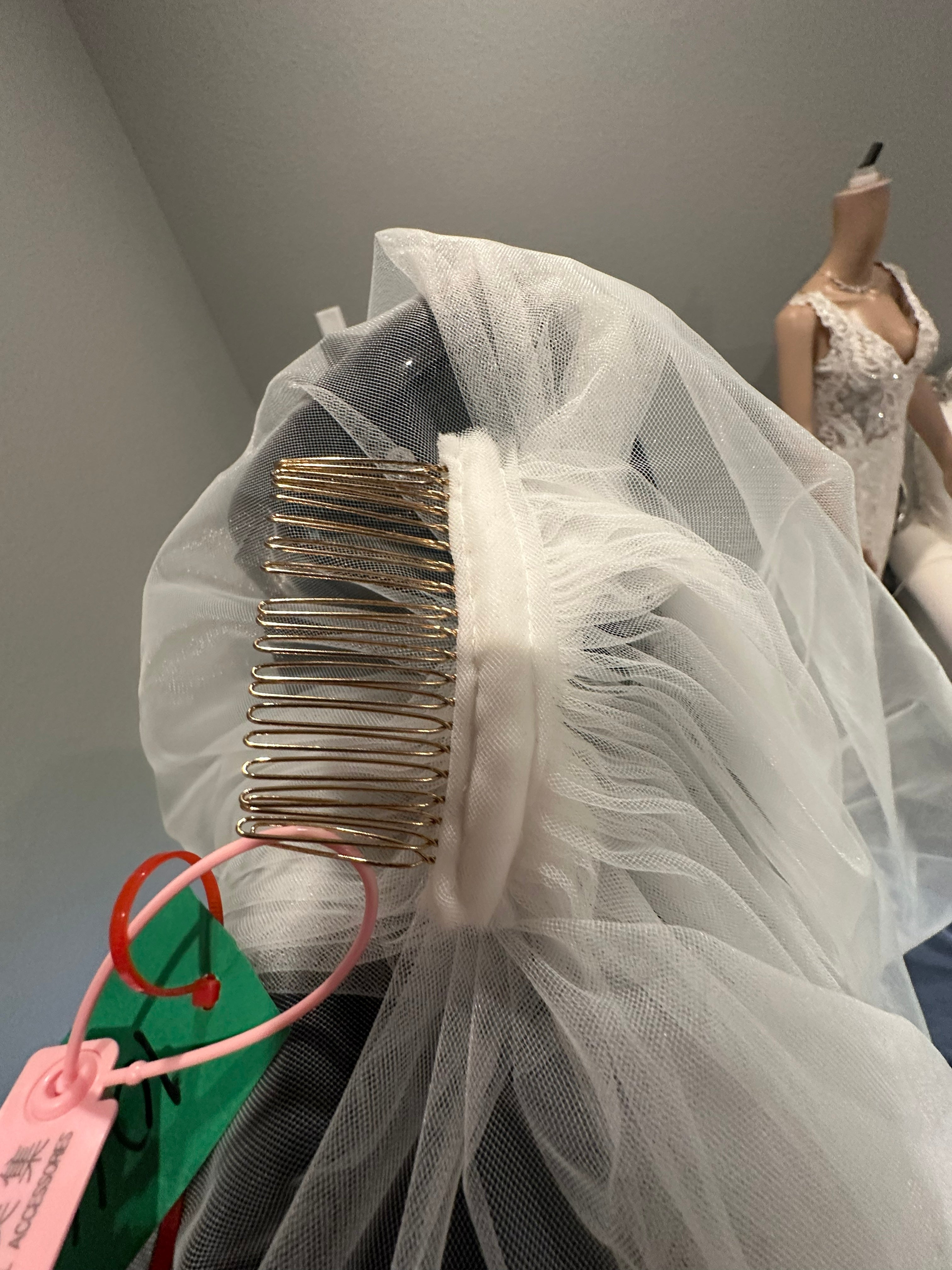 Cathedral Wedding Veil with Blusher – Lace Appliqué Bridal Veil, Soft Tulle Long Train