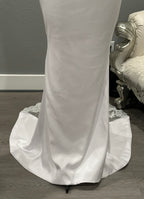 Loyeloy Elegant High Neck Mermaid Wedding Dress – Lace Bodice, Satin Skirt & Illusion Train- SIZE 12