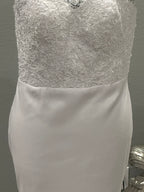 Loyeloy Elegant High Neck Mermaid Wedding Dress – Lace Bodice, Satin Skirt & Illusion Train- SIZE 12