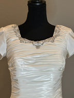 Maggie Sottero Ruched Taffeta Fit & Flare Wedding Dress with Corset Back SIZE 10