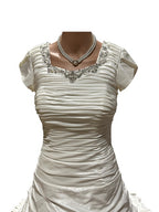 Maggie Sottero Ruched Taffeta Fit & Flare Wedding Dress with Corset Back SIZE 10