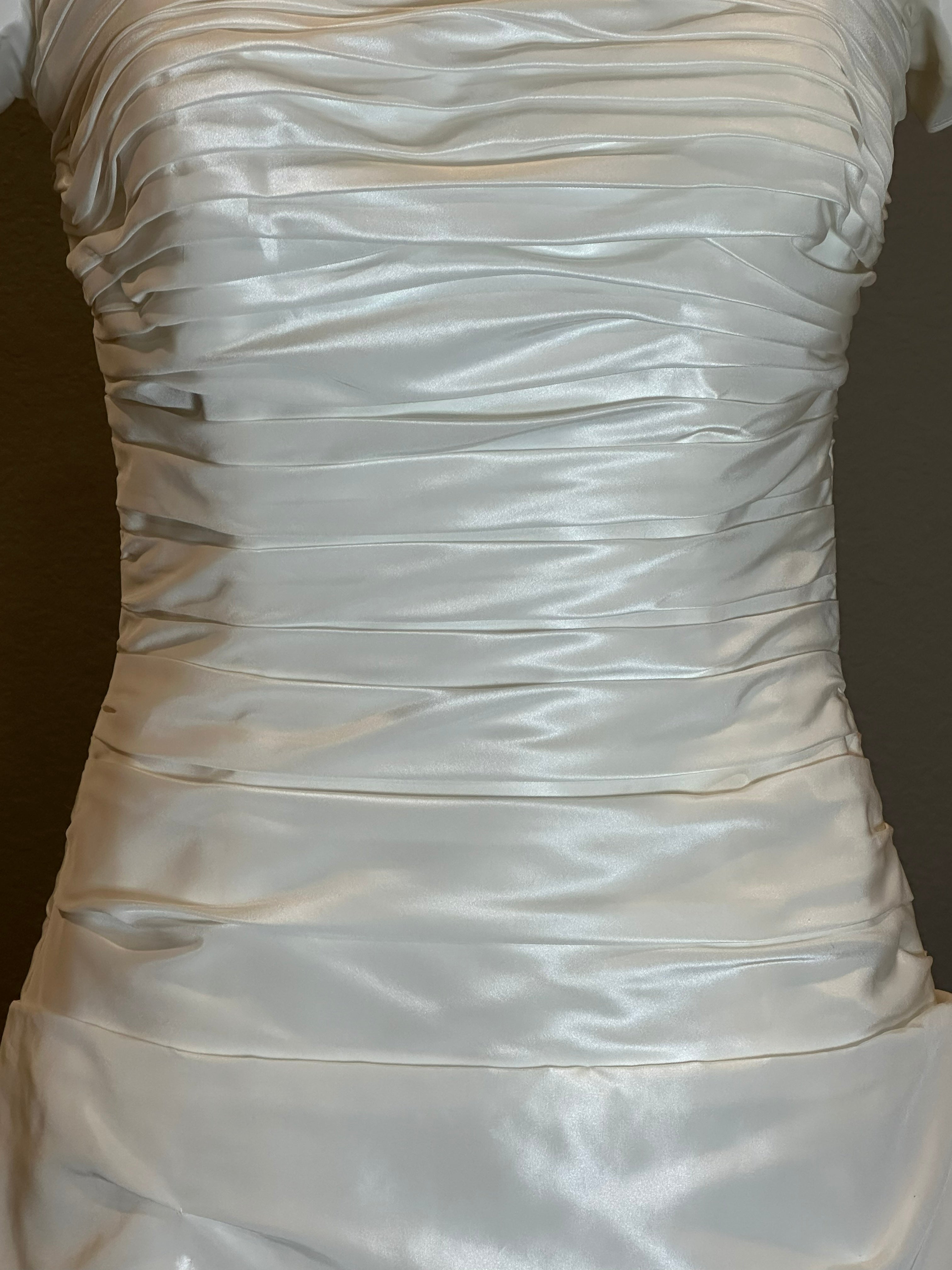 Maggie Sottero Ruched Taffeta Fit & Flare Wedding Dress with Corset Back SIZE 10