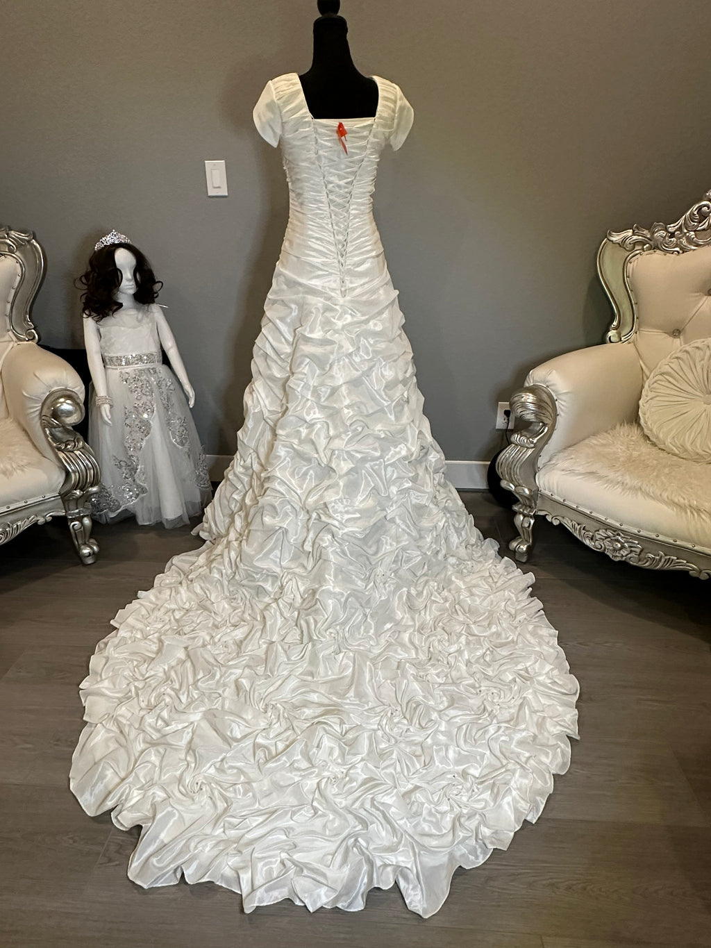 Maggie Sottero Ruched Taffeta Fit & Flare Wedding Dress with Corset Back SIZE 10