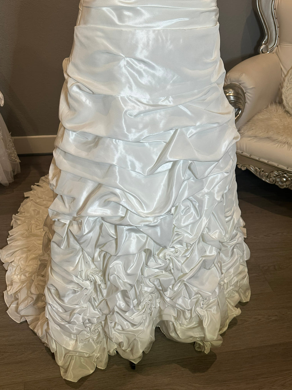 Maggie Sottero Ruched Taffeta Fit & Flare Wedding Dress with Corset Back SIZE 10