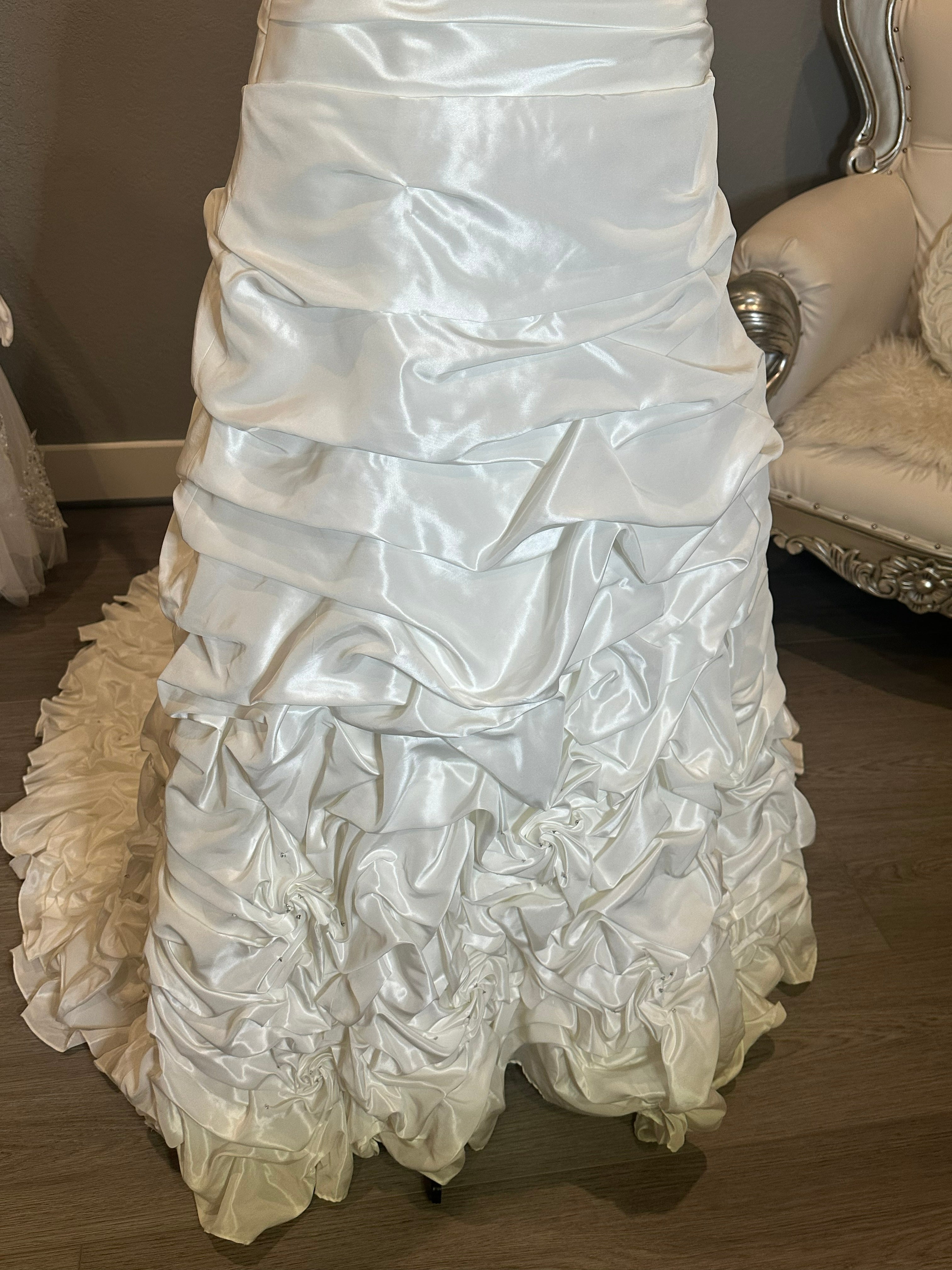 Maggie Sottero Ruched Taffeta Fit & Flare Wedding Dress with Corset Back SIZE 10