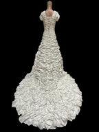 Maggie Sottero Ruched Taffeta Fit & Flare Wedding Dress with Corset Back SIZE 10