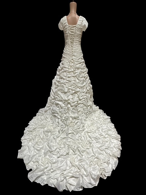 Maggie Sottero Ruched Taffeta Fit & Flare Wedding Dress with Corset Back SIZE 10
