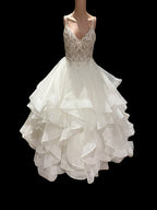 Martin Thornburg Full Ball Gown with V-Neck with Lace and Embroidery SIZE 6