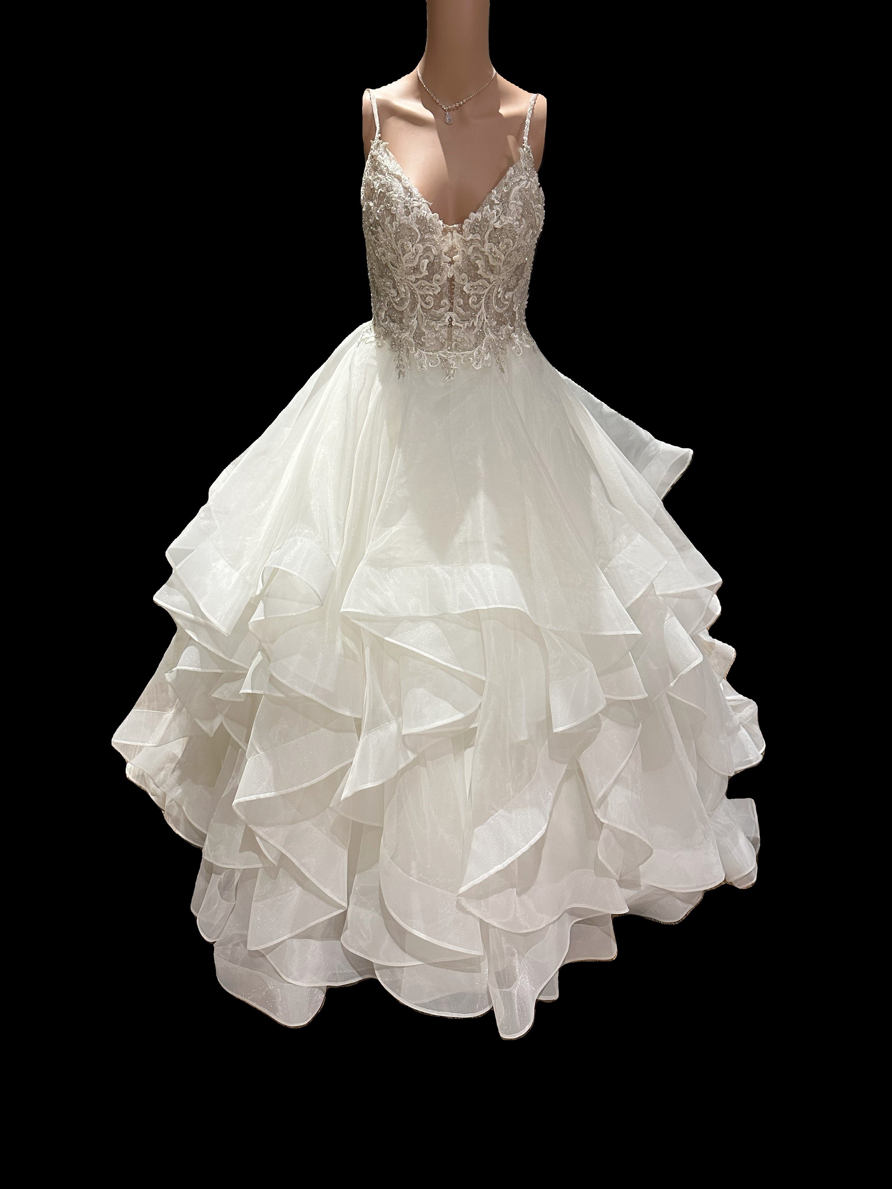 Martin Thornburg Full Ball Gown with V-Neck with Lace and Embroidery SIZE 6