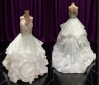 Martin Thornburg Full Ball Gown with V-Neck with Lace and Embroidery SIZE 6