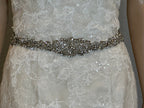 David Tutera Strapless Lace Mermaid Wedding Dress w/ Beaded Belt & Chapel Train SIZE 12
