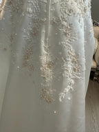 Michaelangelo Collection Ivory A-Line Satin Gown with Beading SIZE 8