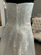Michaelangelo Collection Ivory A-Line Satin Gown with Beading SIZE 8
