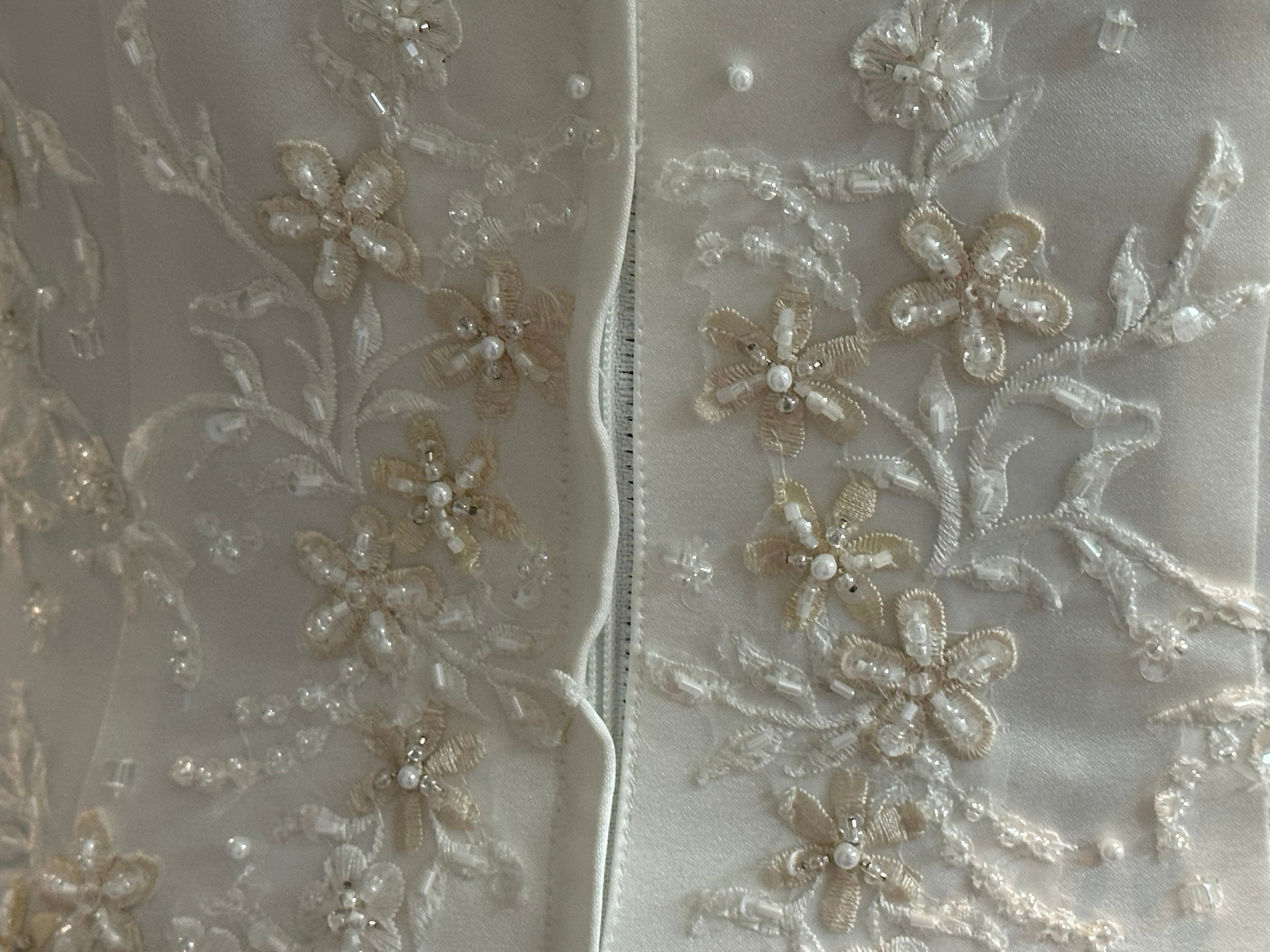 Michaelangelo Collection Ivory A-Line Satin Gown with Beading SIZE 8