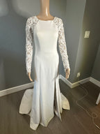 Jenny Yoo- Vow'd Fitted Long Sleeve Sheath with Dress with Elegant Lace/ SIZE 4