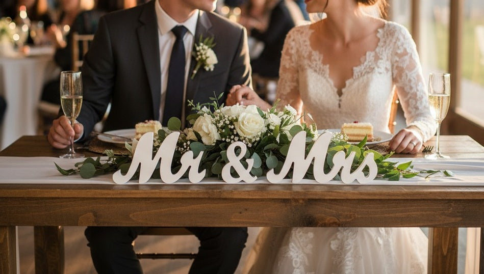 “Mr & Mrs” Freestanding Wedding Sign Set