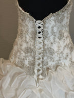 Christina Wu Strapless Wedding Dress – Beaded Bodice, Ruffle Ball Gown, Lace-Up Back- SIZE 10