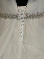 Boutique by Eddy K Wedding Dress – Organza Ruffle Ball Gown, V-Neck, Dramatic Train- SIZE 20
