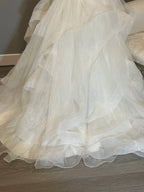 Boutique by Eddy K Wedding Dress – Organza Ruffle Ball Gown, V-Neck, Dramatic Train- SIZE 20