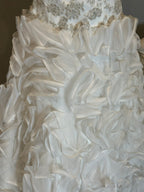 Christina Wu Strapless Wedding Dress – Beaded Bodice, Ruffle Ball Gown, Lace-Up Back- SIZE 10