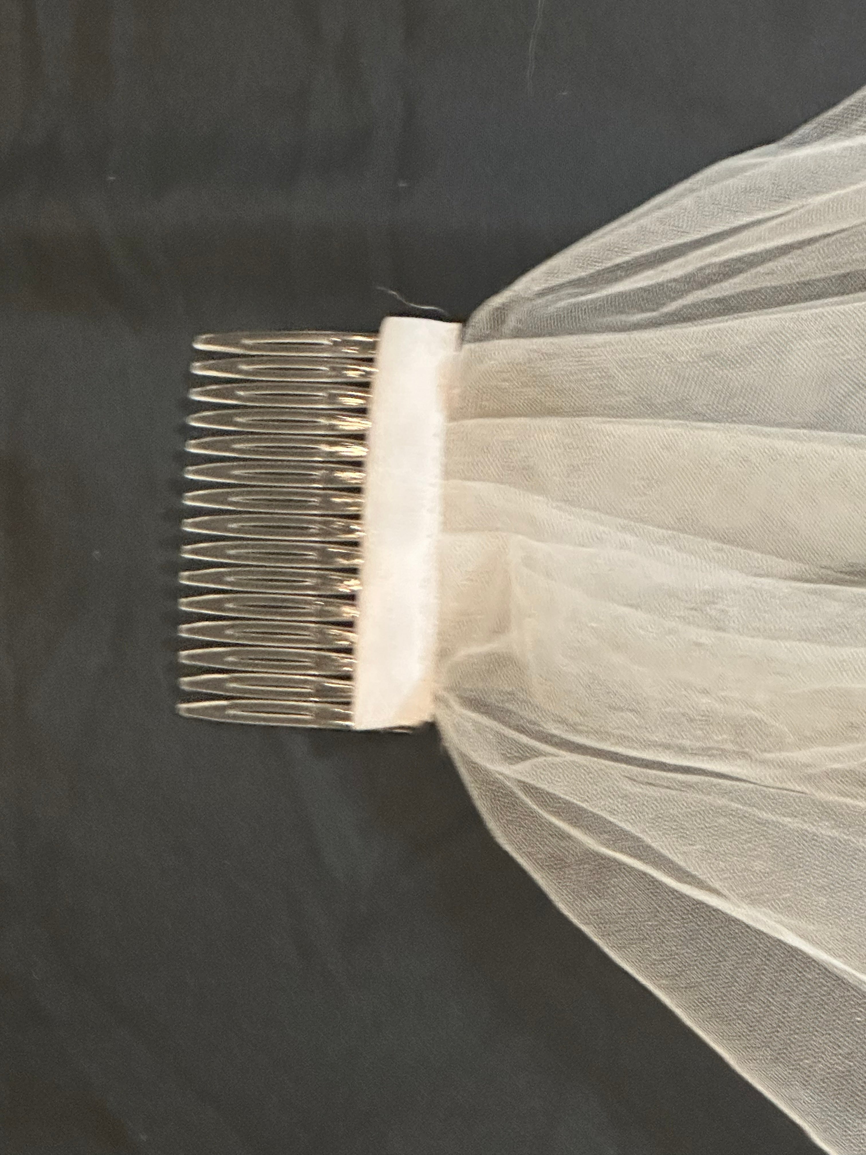 Fingertip Wedding Veil with Blusher – Satin Ribbon Edge Bridal Veil, Two-Tier Soft Tulle