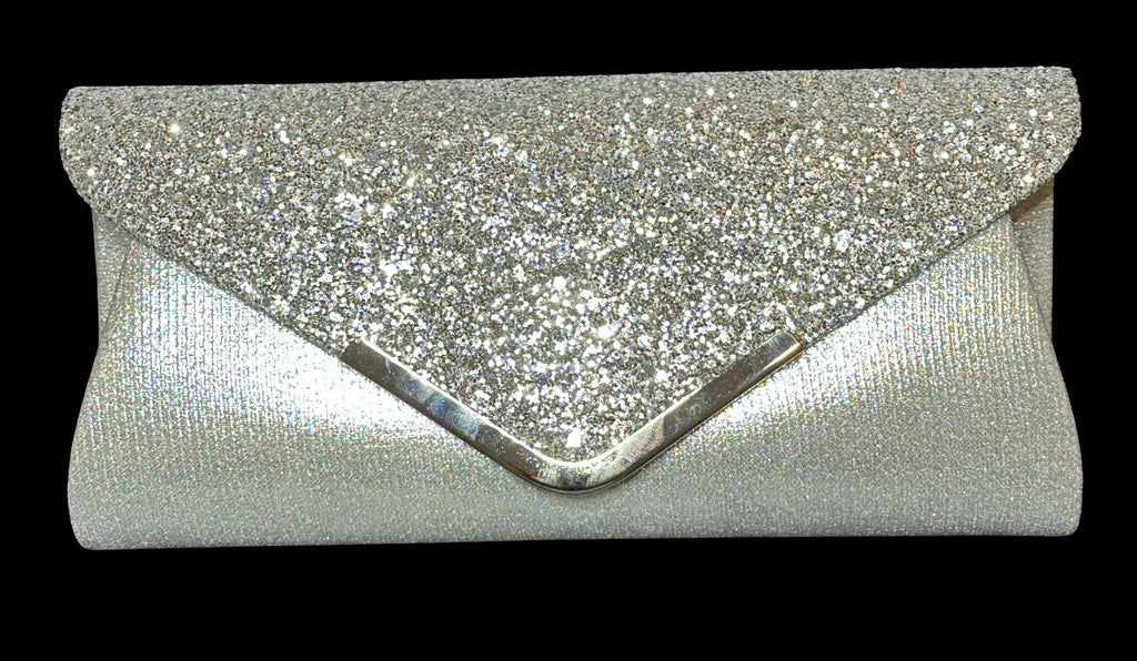 Silver Glitter Bridal Clutch Purse