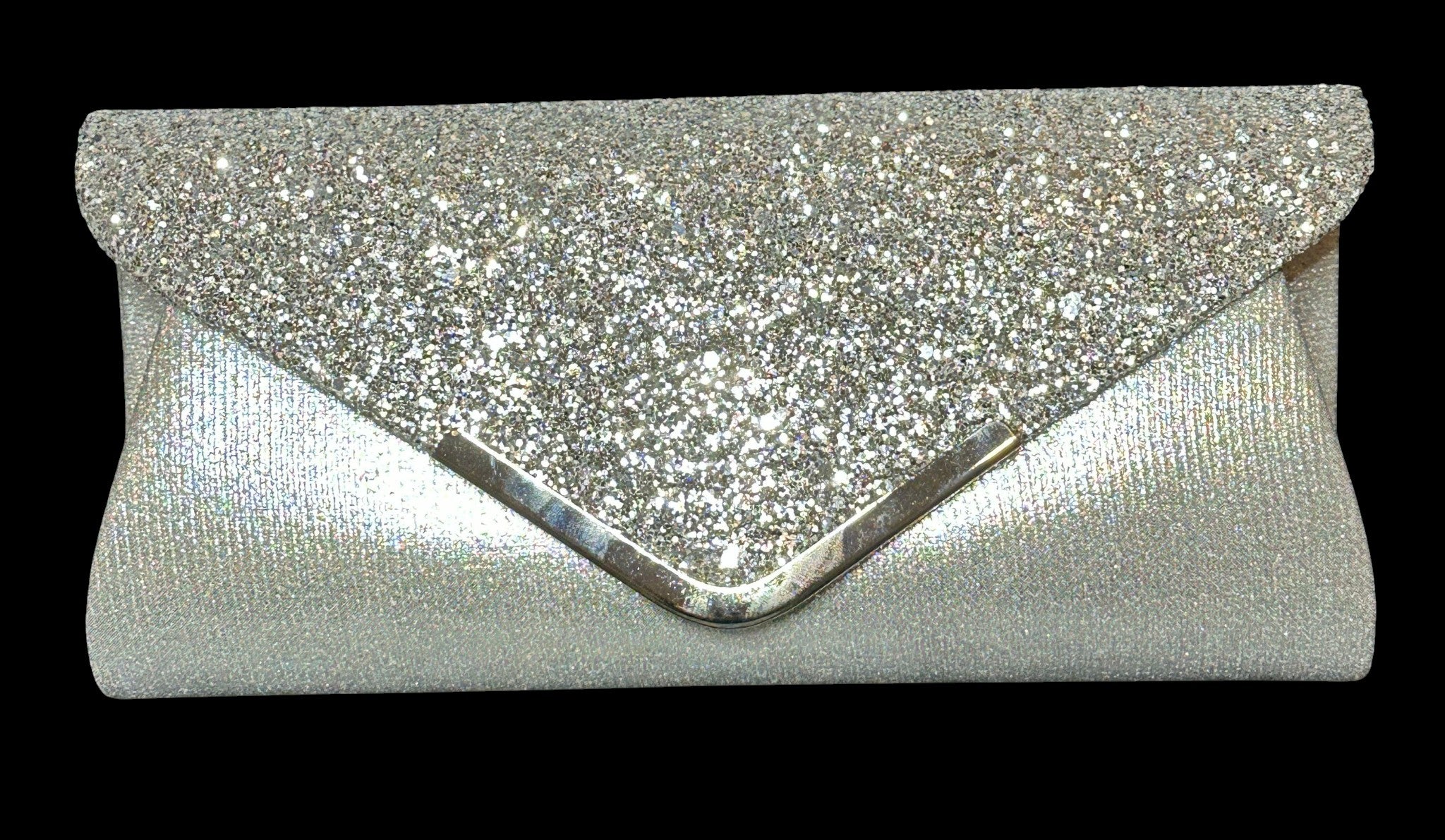 Silver Glitter Bridal Clutch Purse