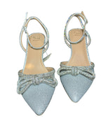 A New Day Silver Rhinestone Bow Heels – Pointed Toe Ankle Strap Pumps- SIZE 10