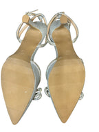 A New Day Silver Rhinestone Bow Heels – Pointed Toe Ankle Strap Pumps- SIZE 10