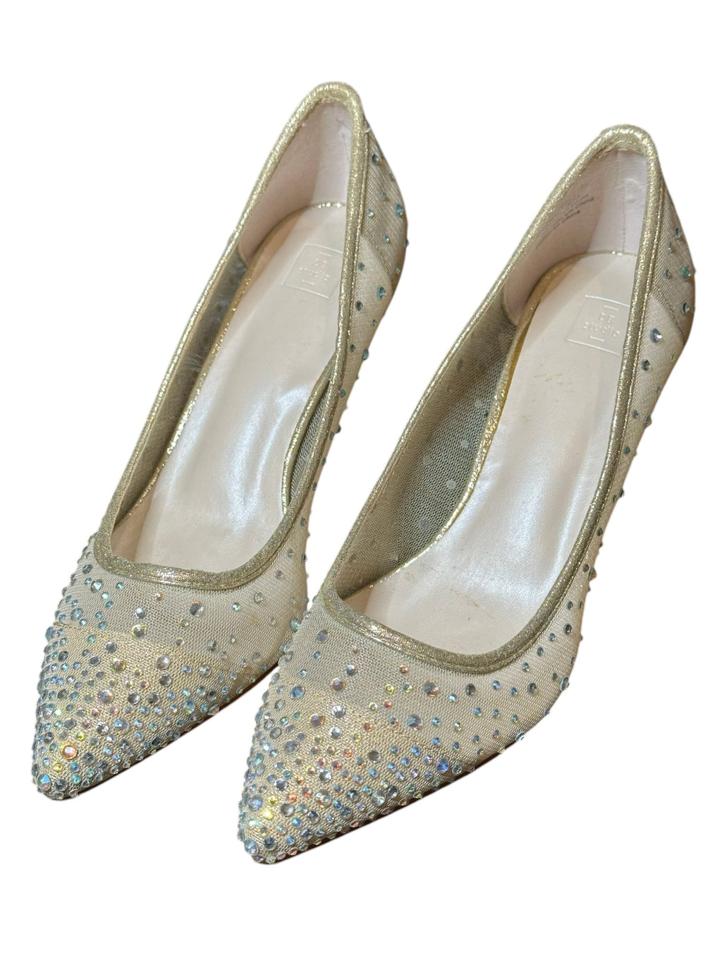 David’s Bridal DB Studio Crystal Embellished Bridal Heels – Champagne Pointed Toe Pumps
