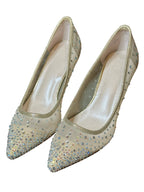 David’s Bridal DB Studio Crystal Embellished Bridal Heels – Champagne Pointed Toe Pumps